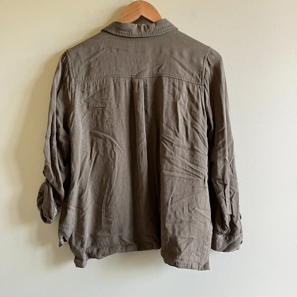 Stitch Fix Skies Are Blue Button Down Shirt Top Rolled Up Sleeves Womens Size M - Picture 7 of 7